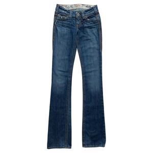 Womens 1921 Jeans Western Glove Works Straight Leg Dark Blue Wash Size 25 x 36